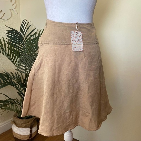 Free People Higher Ground Mini Linen Skirt Beige size 0 - Picture 6 of 9